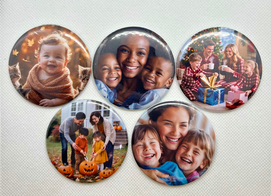 Custom Photo Round Magnet • Memory Magnet Gift • Personalized Keepsake 50 PACK